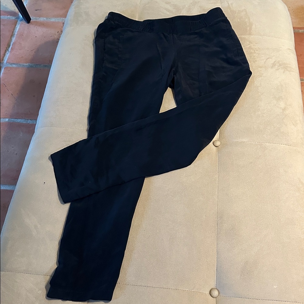 Seraphine Luxe Silk Black Maternity Pants Tapered legs
